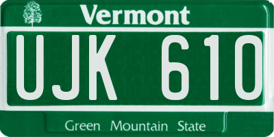 VT license plate UJK610
