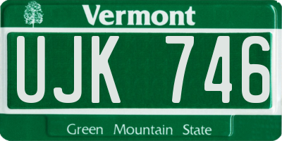 VT license plate UJK746