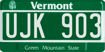 VT license plate UJK903