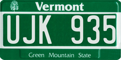 VT license plate UJK935