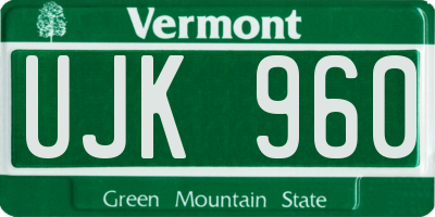 VT license plate UJK960
