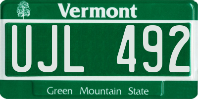 VT license plate UJL492