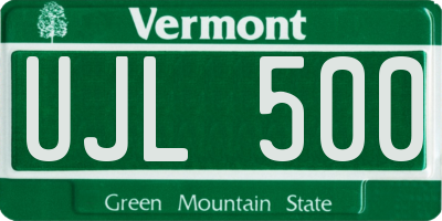 VT license plate UJL500