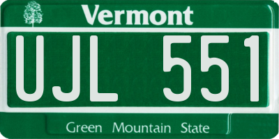 VT license plate UJL551