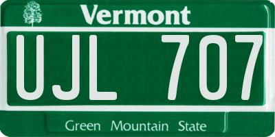 VT license plate UJL707