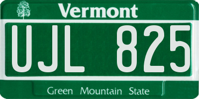 VT license plate UJL825