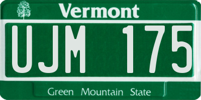 VT license plate UJM175