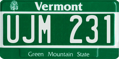 VT license plate UJM231