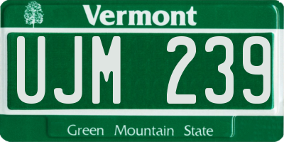 VT license plate UJM239