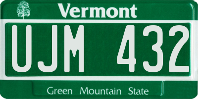 VT license plate UJM432