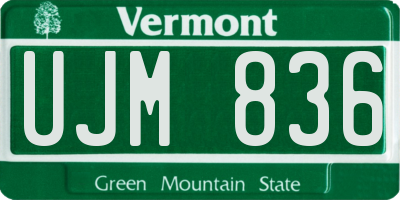 VT license plate UJM836