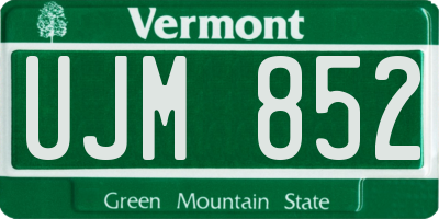 VT license plate UJM852