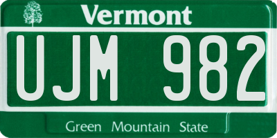 VT license plate UJM982