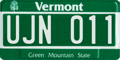 VT license plate UJN011