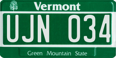 VT license plate UJN034