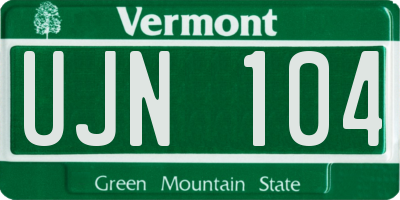 VT license plate UJN104