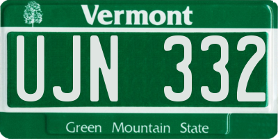 VT license plate UJN332