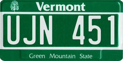 VT license plate UJN451