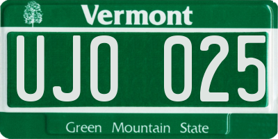 VT license plate UJO025