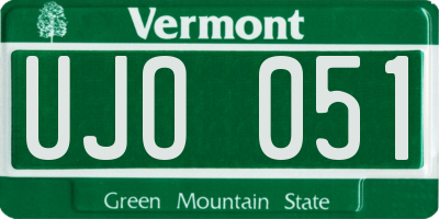 VT license plate UJO051