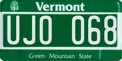 VT license plate UJO068