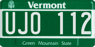 VT license plate UJO112