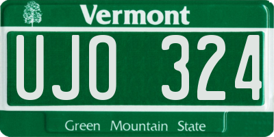 VT license plate UJO324
