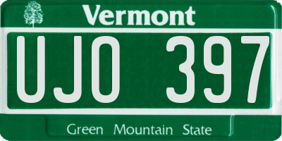 VT license plate UJO397
