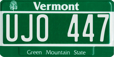 VT license plate UJO447