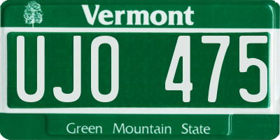 VT license plate UJO475