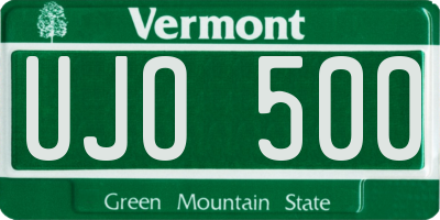 VT license plate UJO500