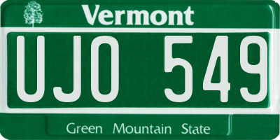 VT license plate UJO549