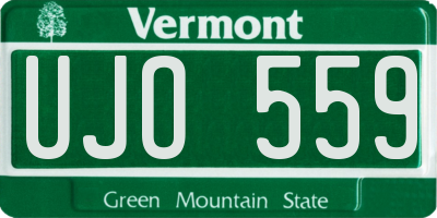 VT license plate UJO559