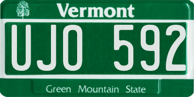 VT license plate UJO592