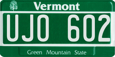 VT license plate UJO602