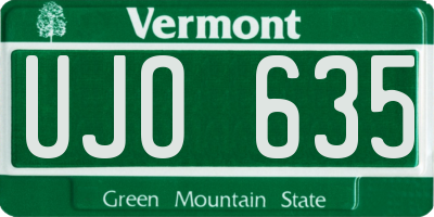 VT license plate UJO635