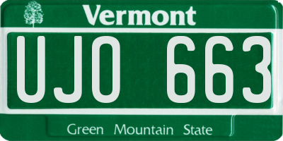 VT license plate UJO663