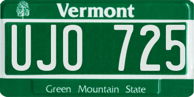 VT license plate UJO725