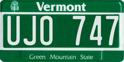 VT license plate UJO747