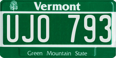 VT license plate UJO793