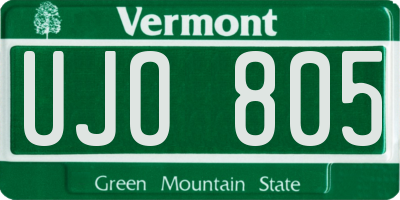 VT license plate UJO805