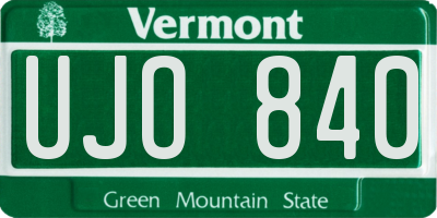 VT license plate UJO840