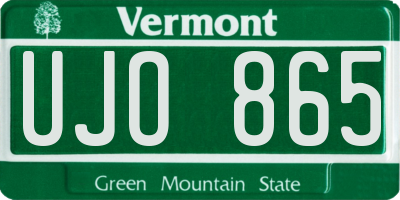 VT license plate UJO865