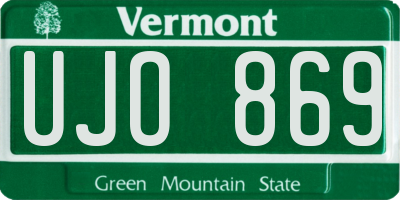 VT license plate UJO869