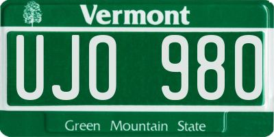 VT license plate UJO980