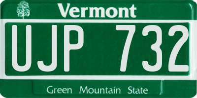 VT license plate UJP732