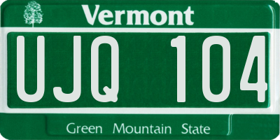 VT license plate UJQ104