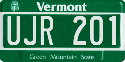 VT license plate UJR201