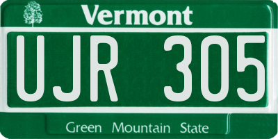 VT license plate UJR305