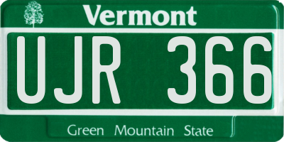 VT license plate UJR366